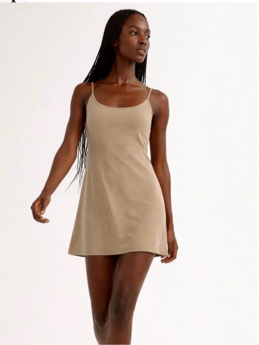 A&F Traveler Mini Dress Tan Medium Tall, built in shorts, extra length